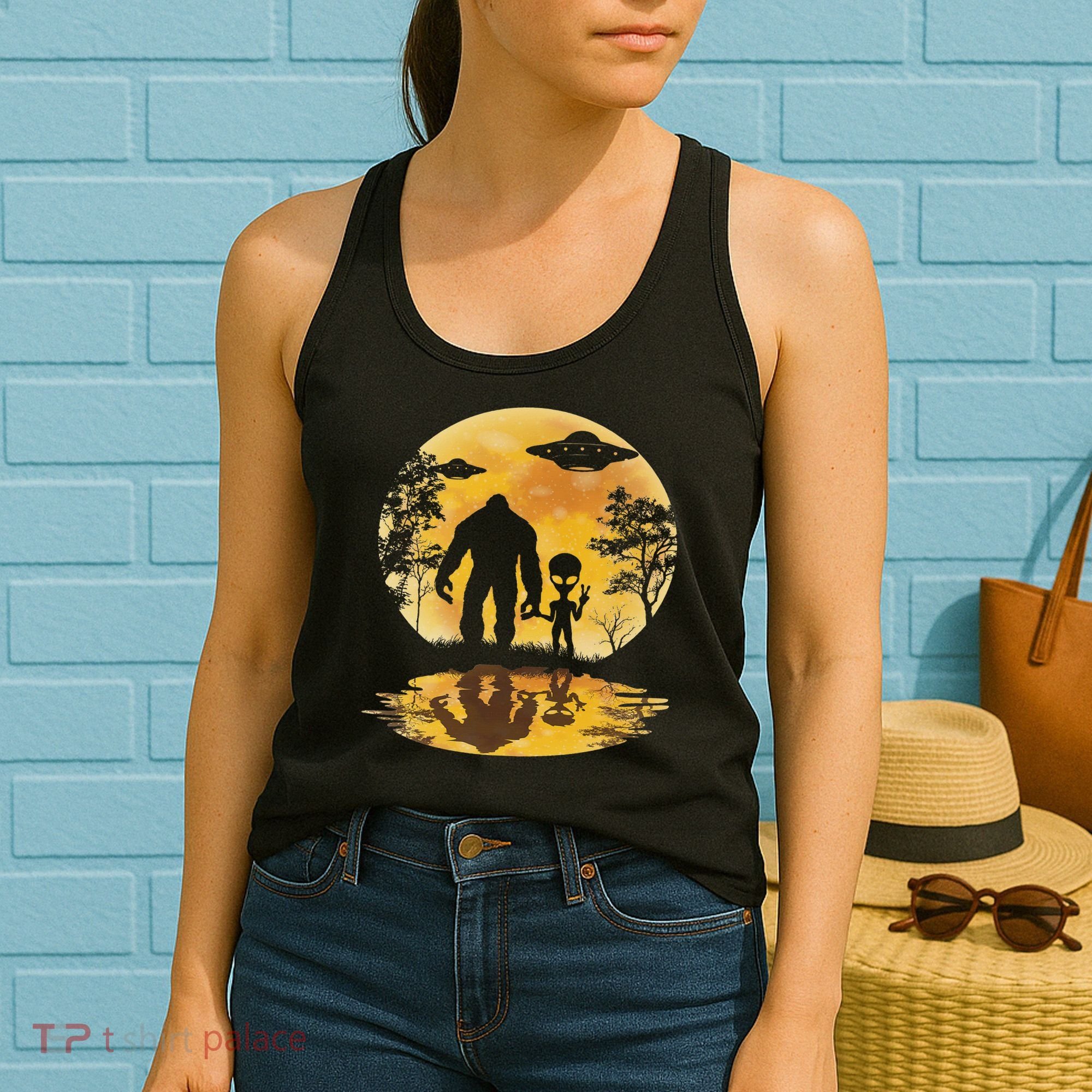 Alien Bigfoot Moon Sasquatch Ufo Extraterrestrial Women Women's Tank Top