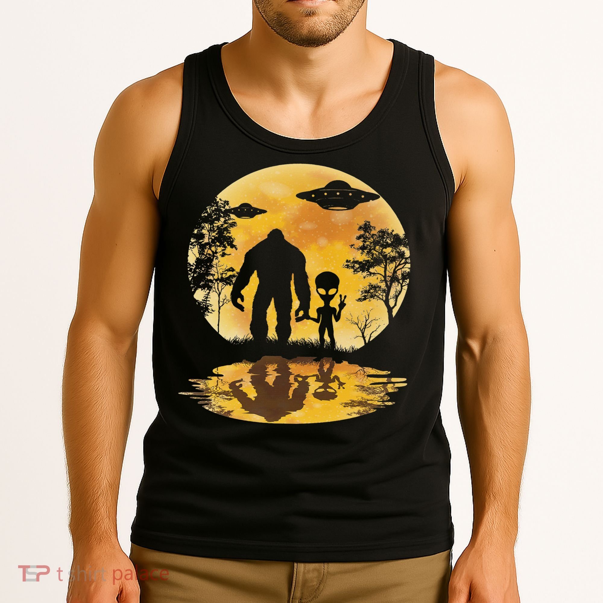 Alien Bigfoot Moon Sasquatch Ufo Extraterrestrial Women Tank Top