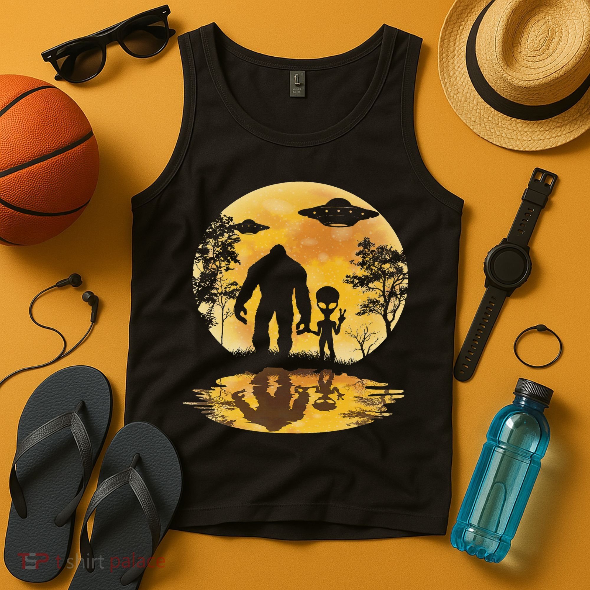 Alien Bigfoot Moon Sasquatch Ufo Extraterrestrial Women Tank Top