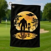 Alien Bigfoot Moon Sasquatch Ufo Extraterrestrial Women Golf Towel thumb 1