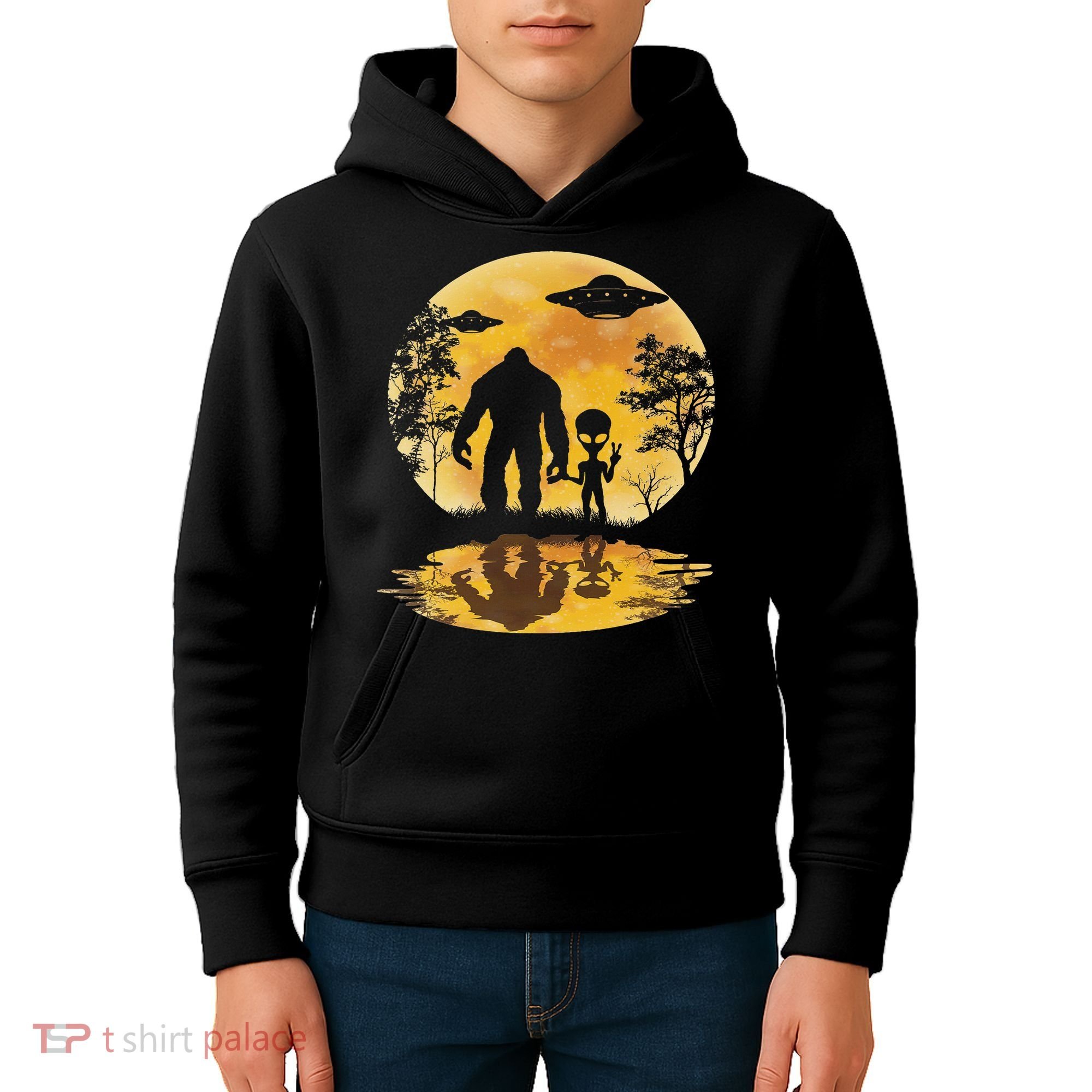 Alien Bigfoot Moon Sasquatch Ufo Extraterrestrial Women Kids Hoodie