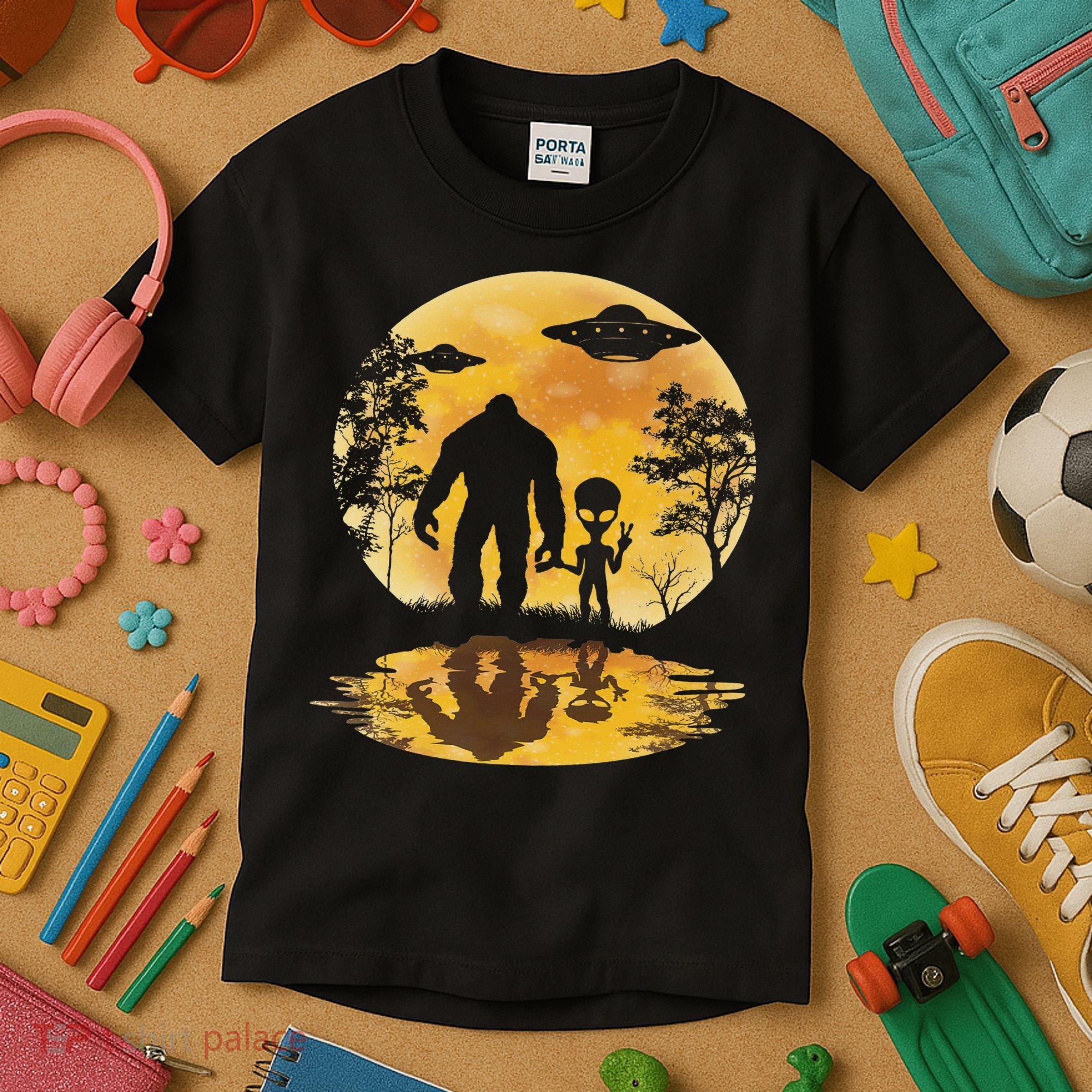 Alien Bigfoot Moon Sasquatch Ufo Extraterrestrial Women Kids T-Shirt