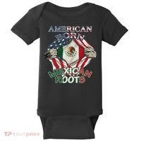 American Born Mexican Roots Flag Proud Usa Love Mexico Baby Bodysuit thumb 0