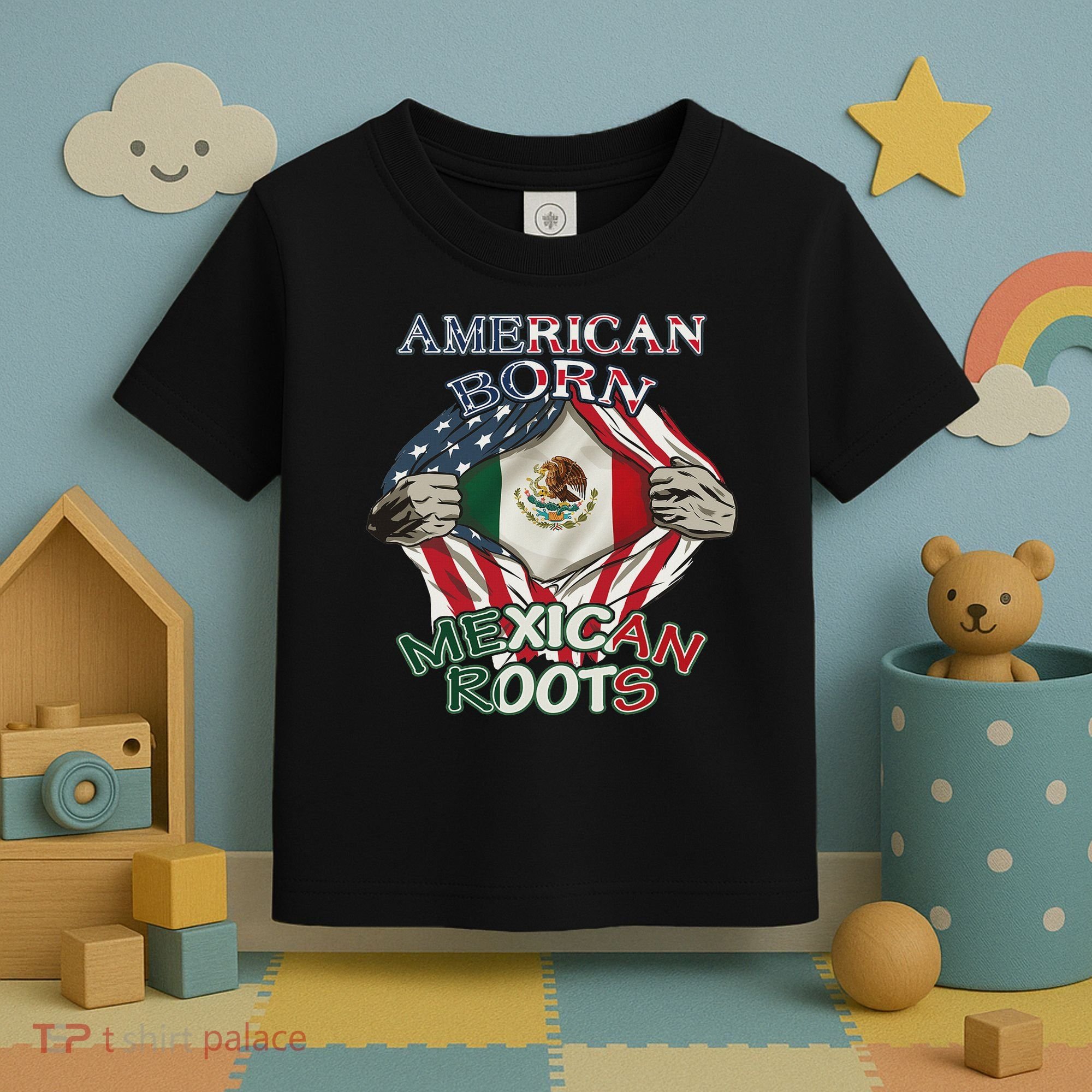 American Born Mexican Roots Flag Proud Usa Love Mexico Toddler T-Shirt