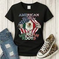 American Born Mexican Roots Flag Proud Usa Love Mexico Women's T-Shirt thumb 3