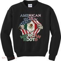 American Born Mexican Roots Flag Proud Usa Love Mexico Kids Sweatshirt thumb 0