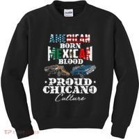 American Born Mexican Blood Proud Chicano Culture Lowriders Kids Sweatshirt thumb 0