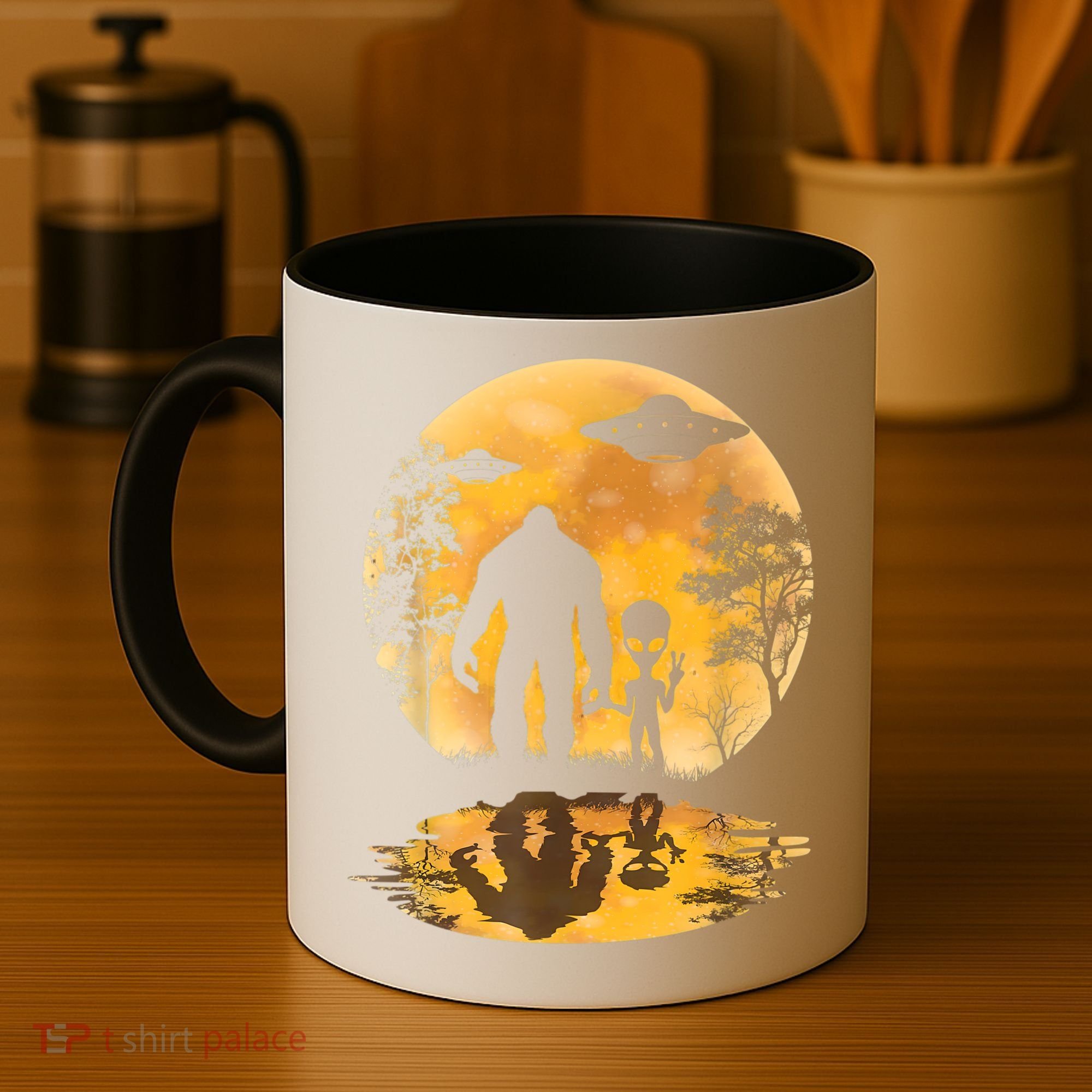 Alien Bigfoot Moon Sasquatch UFO Extraterrestrial Men Women Coffee Mug