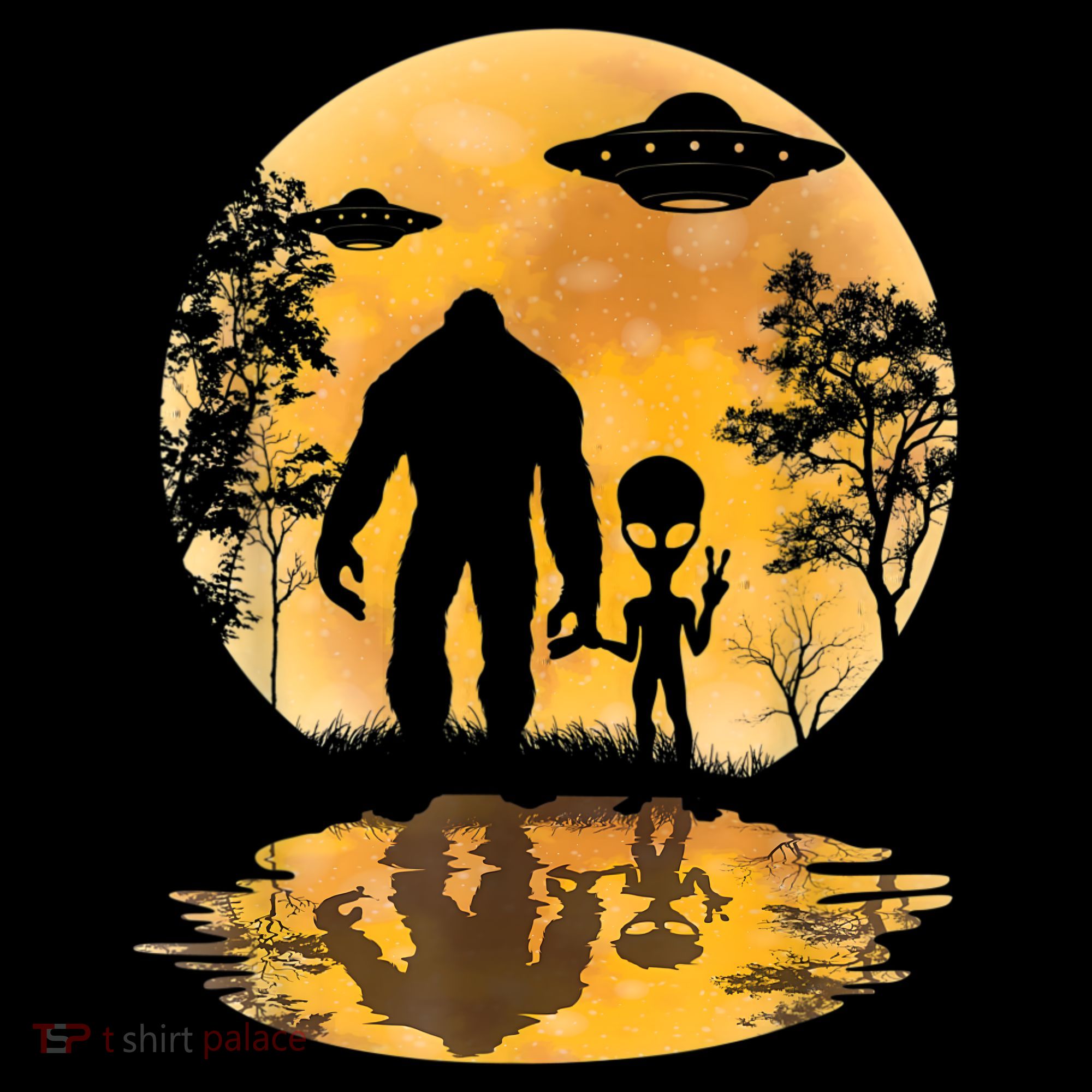 Alien Bigfoot Moon Sasquatch UFO Extraterrestrial Men Women Coffee Mug