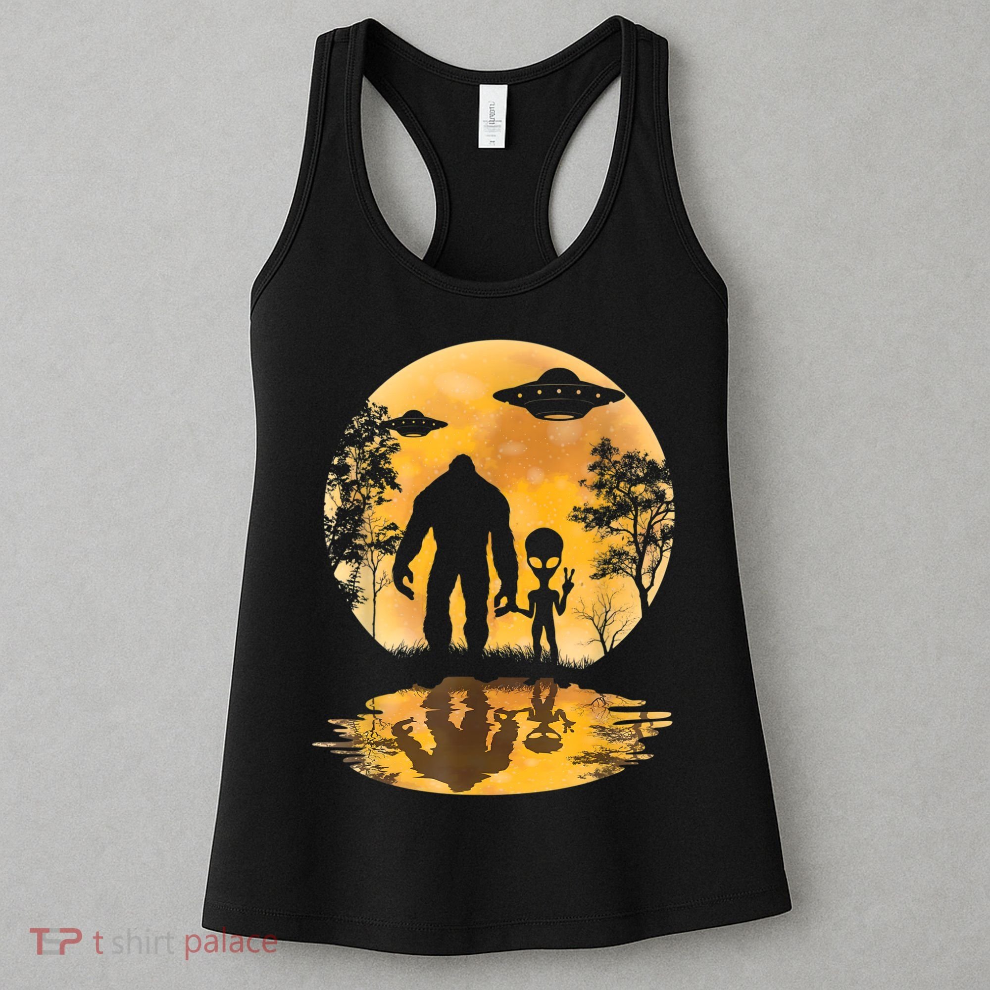 Alien Bigfoot Moon Sasquatch UFO Extraterrestrial Men Women Women's Tank Top