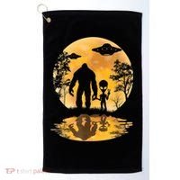 Alien Bigfoot Moon Sasquatch UFO Extraterrestrial Men Women Golf Towel thumb 0