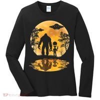 Alien Bigfoot Moon Sasquatch UFO Extraterrestrial Men Women Women's Long Sleeve Shirt thumb 0
