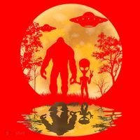 Alien Bigfoot Moon Sasquatch UFO Extraterrestrial Men Women Santa Hat thumb 1
