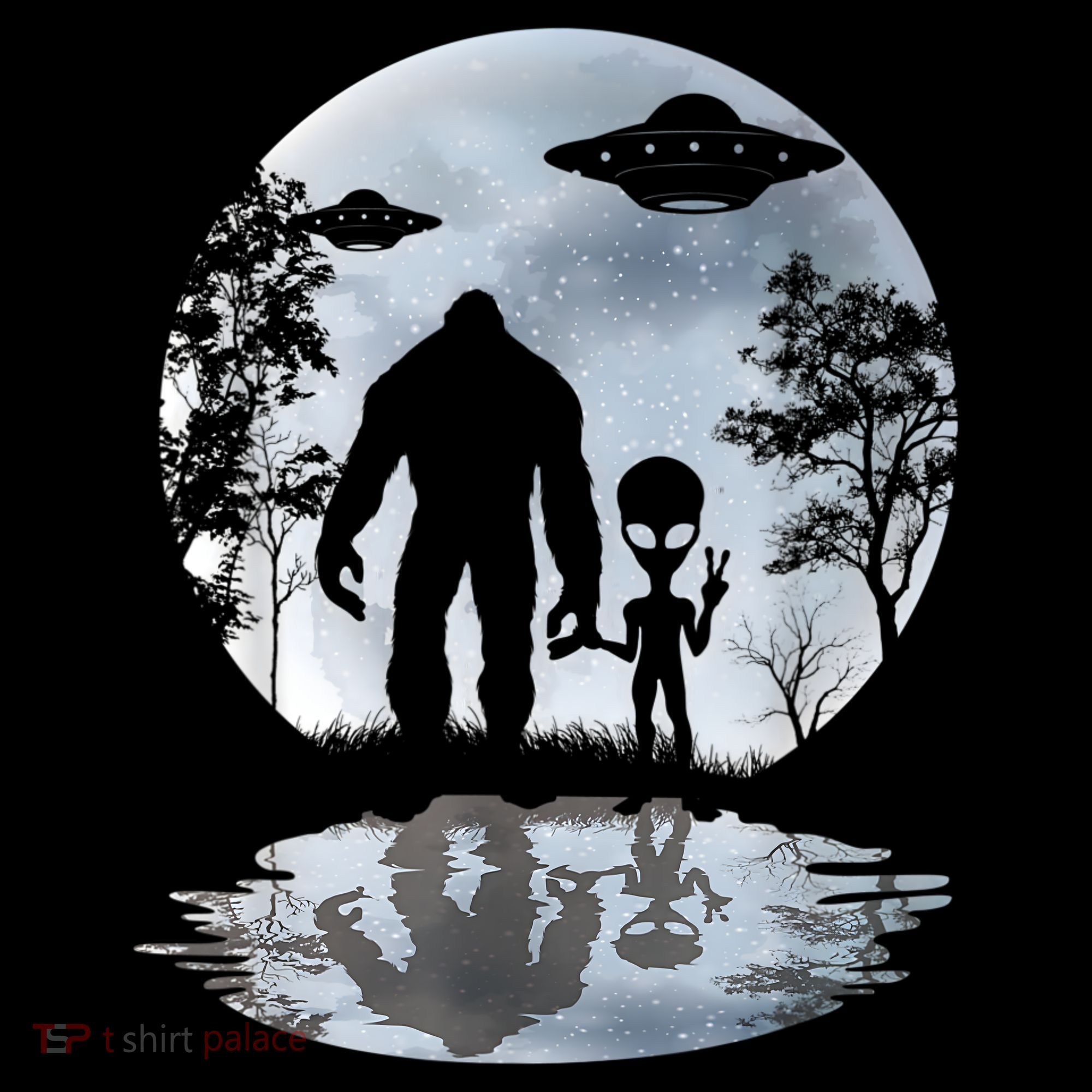 Alien Bigfoot Moon Sasquatch UFO Extraterrestrial Men Women Coffee Mug