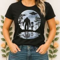 Alien Bigfoot Moon Sasquatch UFO Extraterrestrial Men Women Women's T-Shirt thumb 2