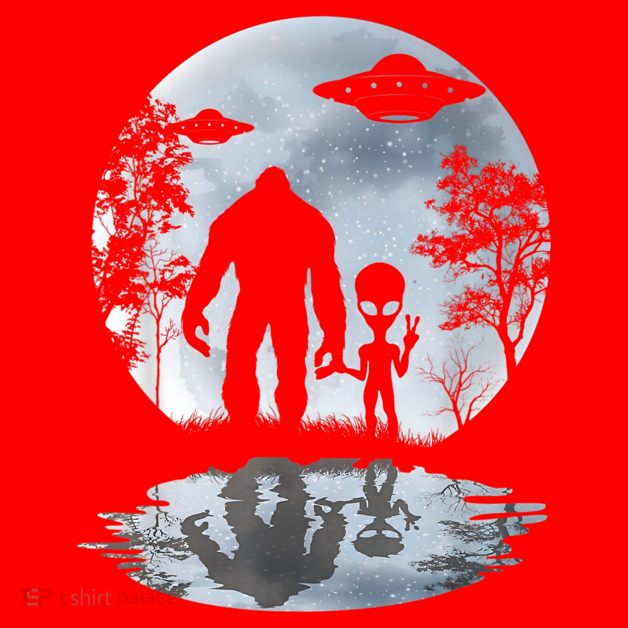 Alien Bigfoot Moon Sasquatch UFO Extraterrestrial Men Women Santa Hat