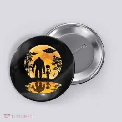 Alien Bigfoot Moon Sasquatch UFO Extraterrestria Button