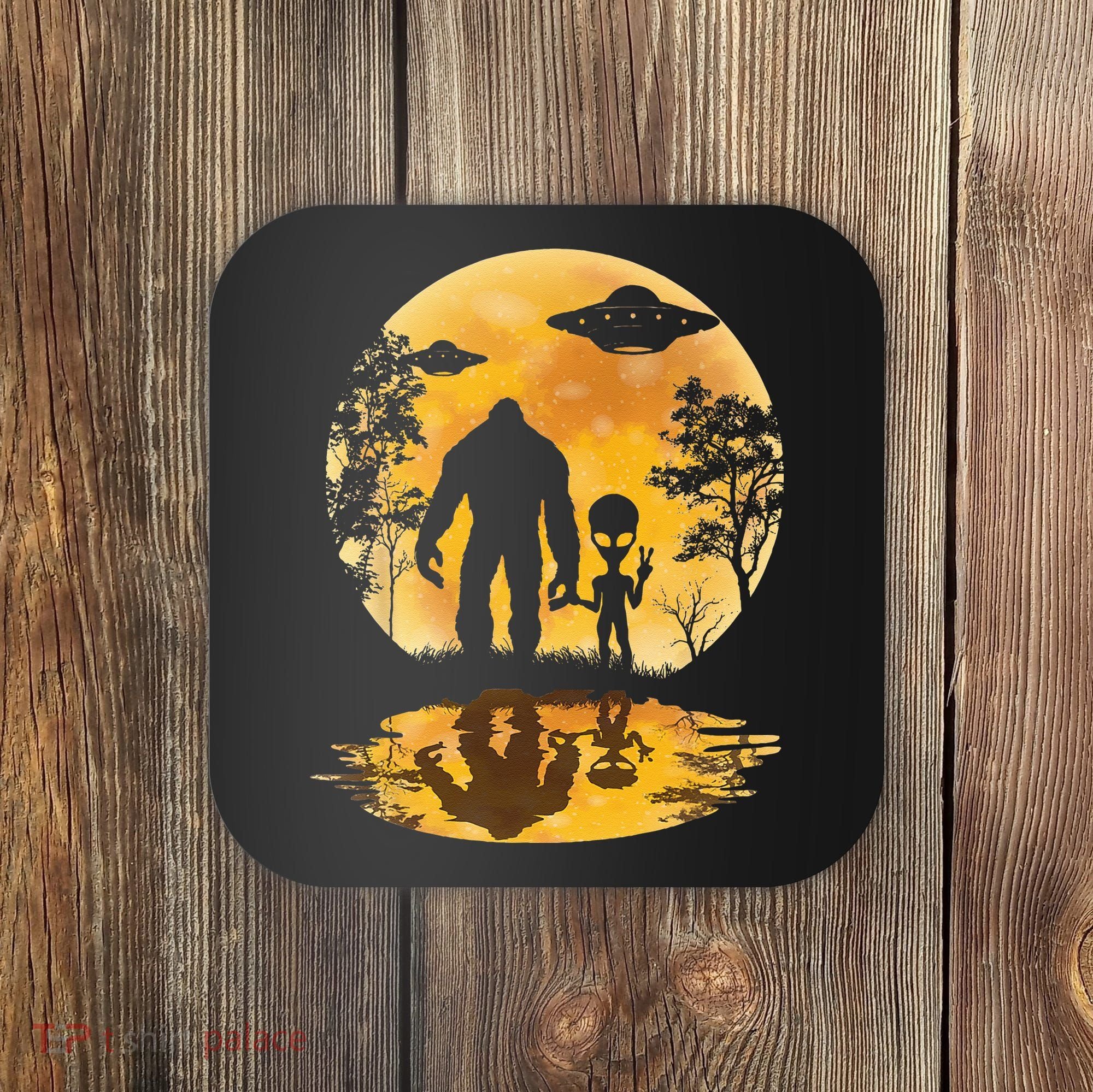 Alien Bigfoot Moon Sasquatch UFO Extraterrestria Coaster