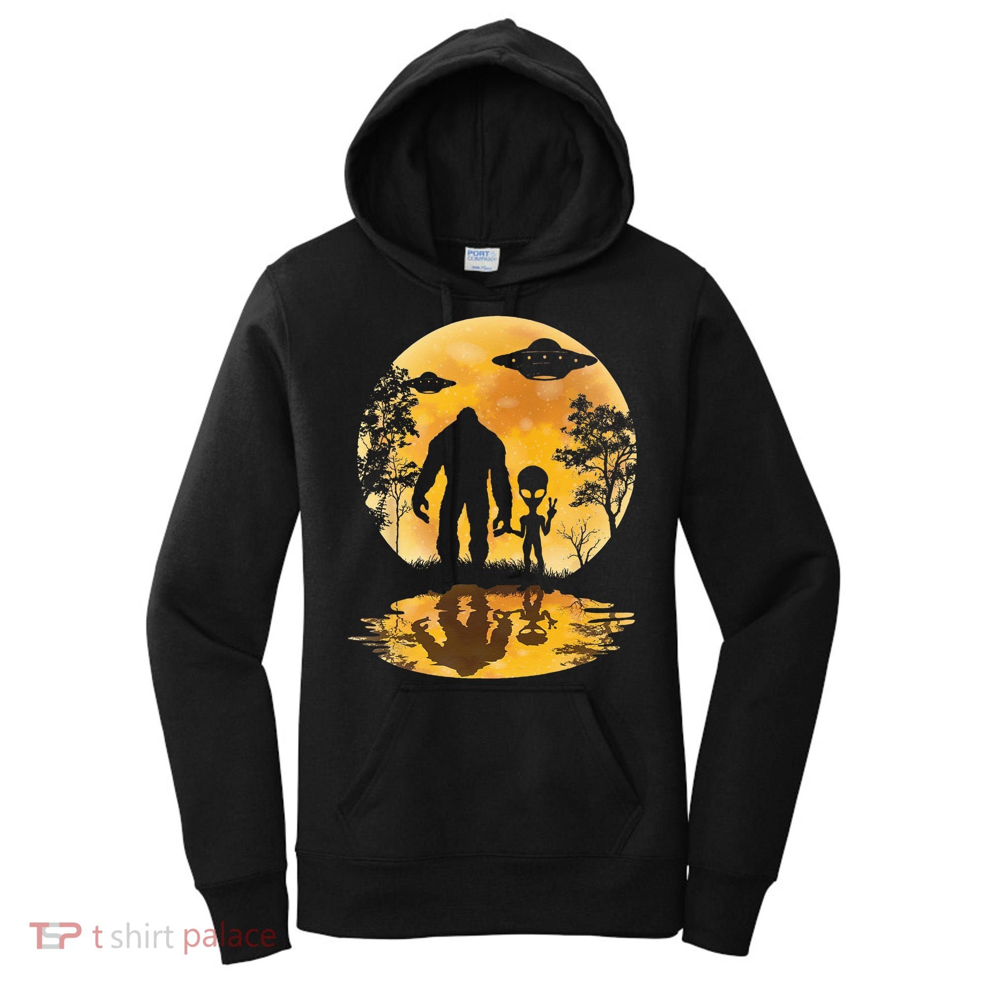 Alien Bigfoot Moon Sasquatch UFO Extraterrestria Women's Hoodie