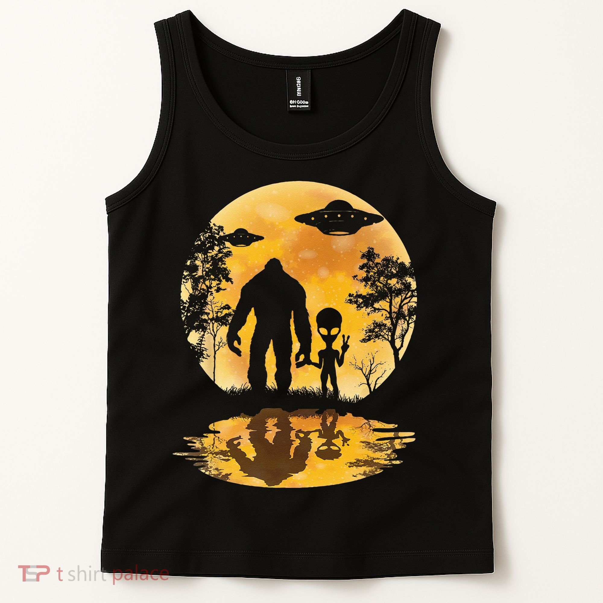 Alien Bigfoot Moon Sasquatch UFO Extraterrestria Tank Top