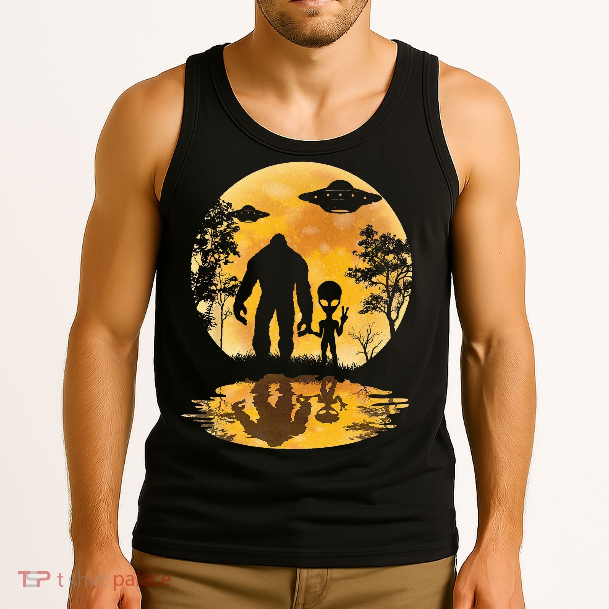 Alien Bigfoot Moon Sasquatch UFO Extraterrestria Tank Top