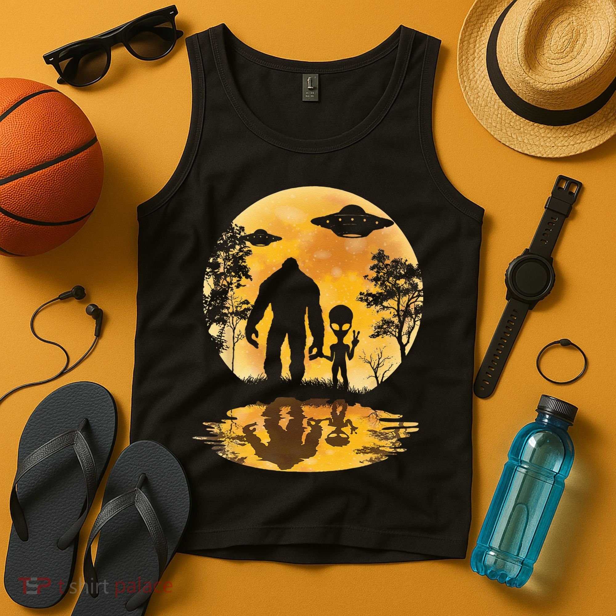 Alien Bigfoot Moon Sasquatch UFO Extraterrestria Tank Top