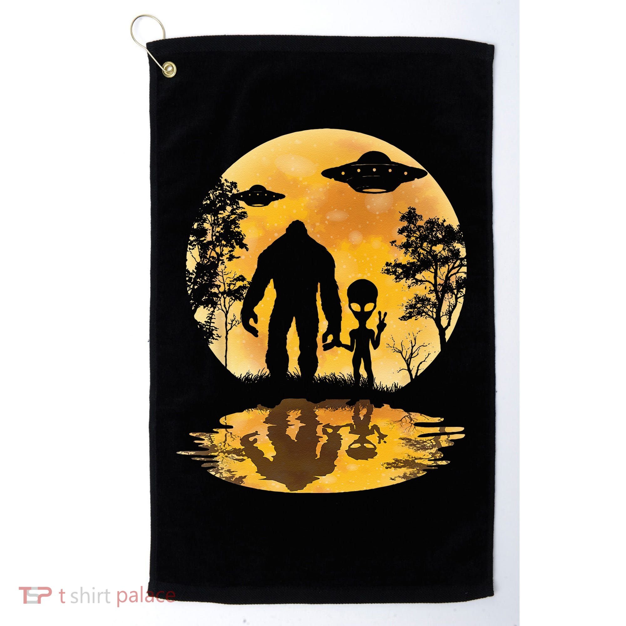 Alien Bigfoot Moon Sasquatch UFO Extraterrestria Golf Towel