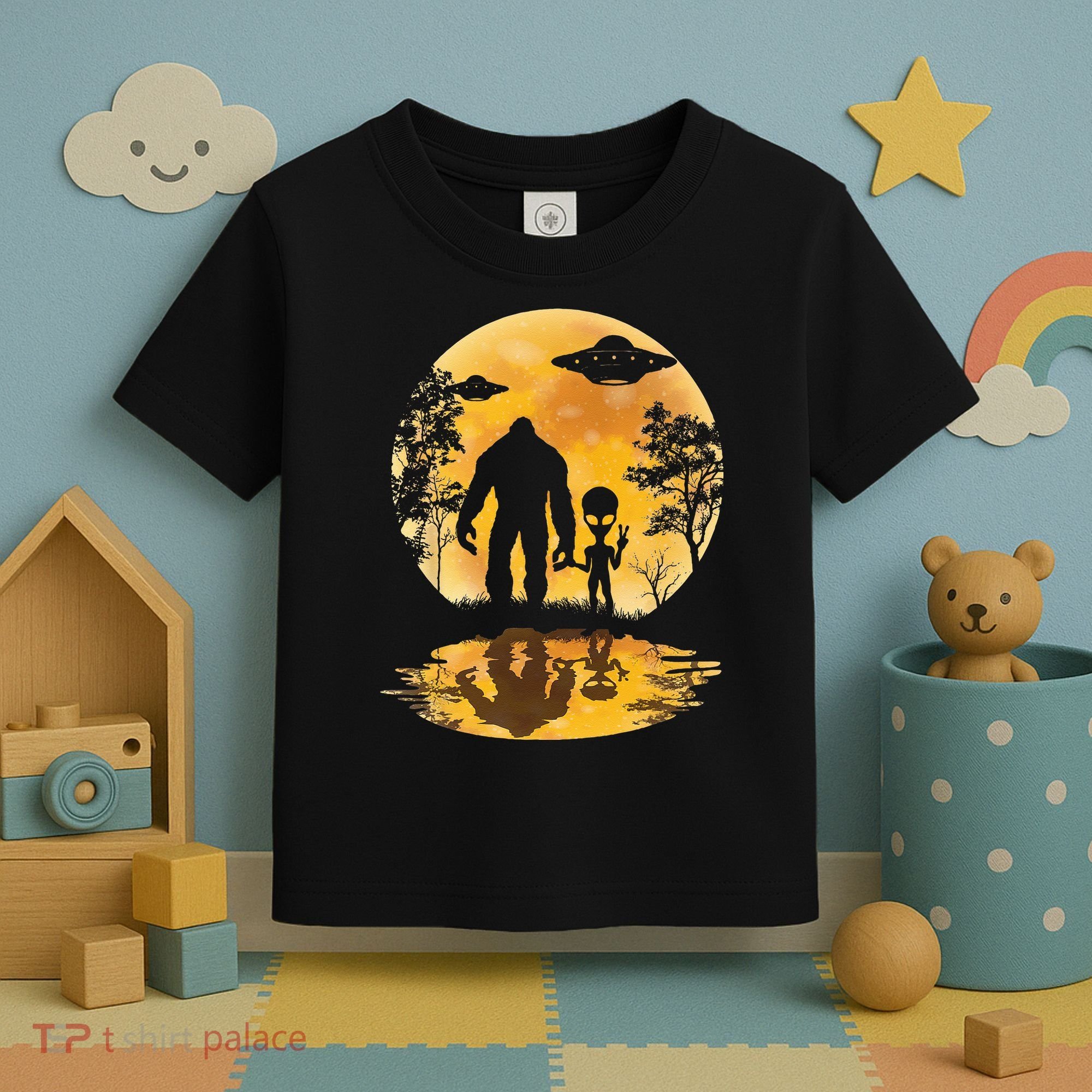 Alien Bigfoot Moon Sasquatch UFO Extraterrestria Toddler T-Shirt