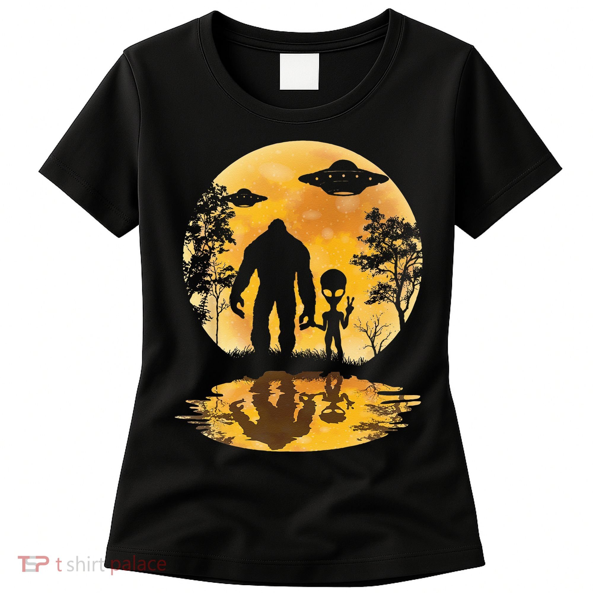 Alien Bigfoot Moon Sasquatch UFO Extraterrestria Women's T-Shirt