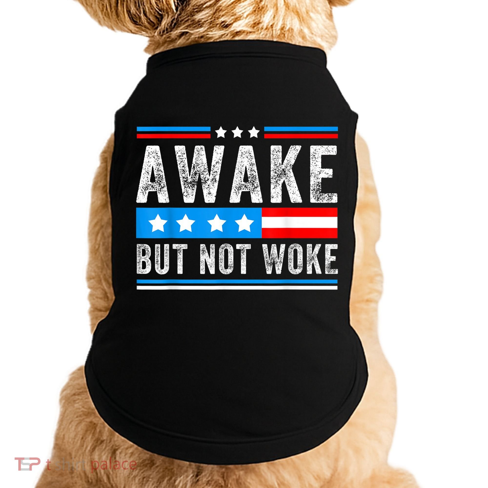 Awake But Not Woke Patriots American Flag Doggie Tank