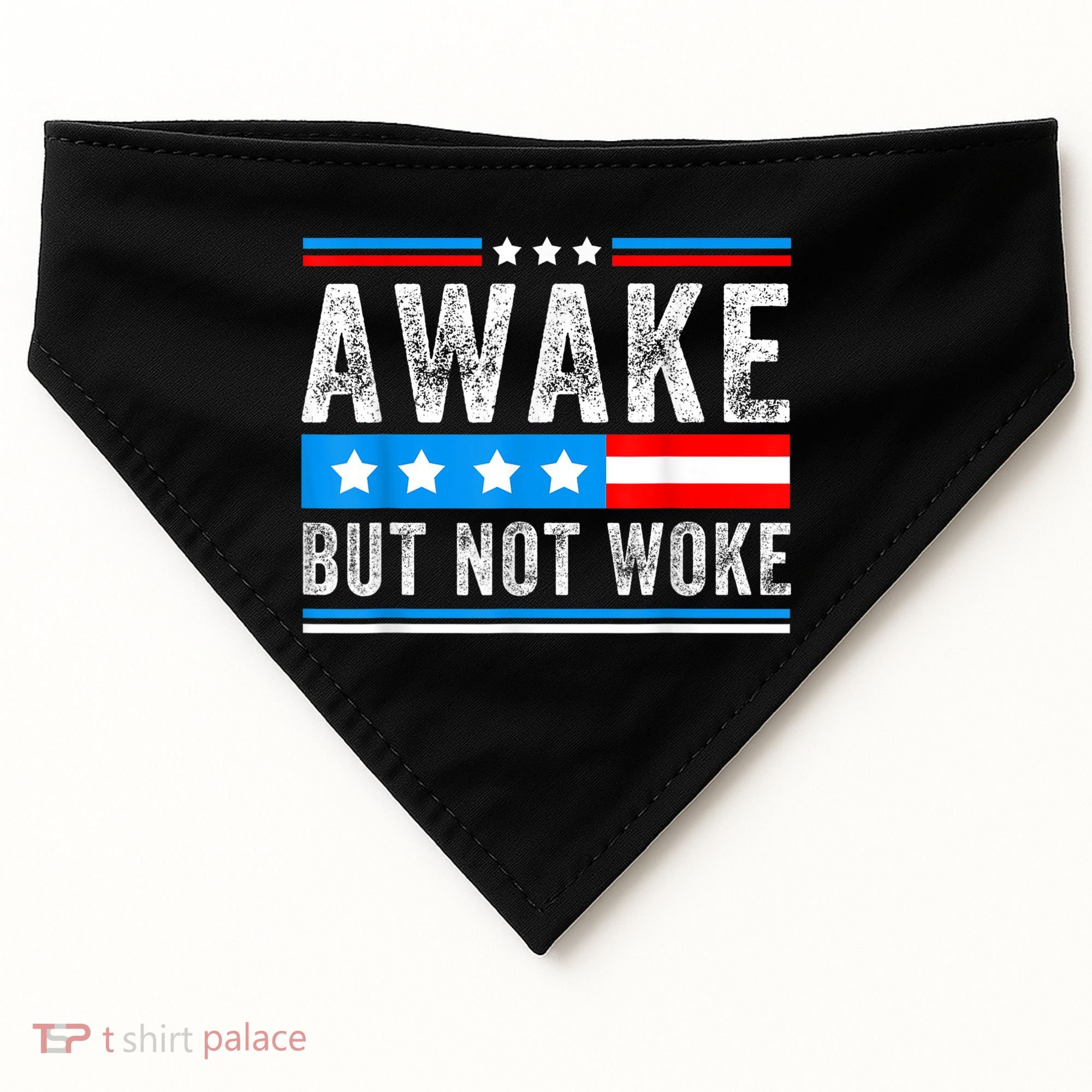 Awake But Not Woke Patriots American Flag USA-Made Doggie Bandana