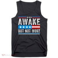 Awake But Not Woke Patriots American Flag Tank Top thumb 0