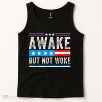 Awake But Not Woke Patriots American Flag Tank Top thumb 2