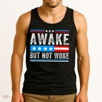 Awake But Not Woke Patriots American Flag Tank Top thumb 3