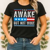 Awake But Not Woke Patriots American Flag Women's T-Shirt thumb 2