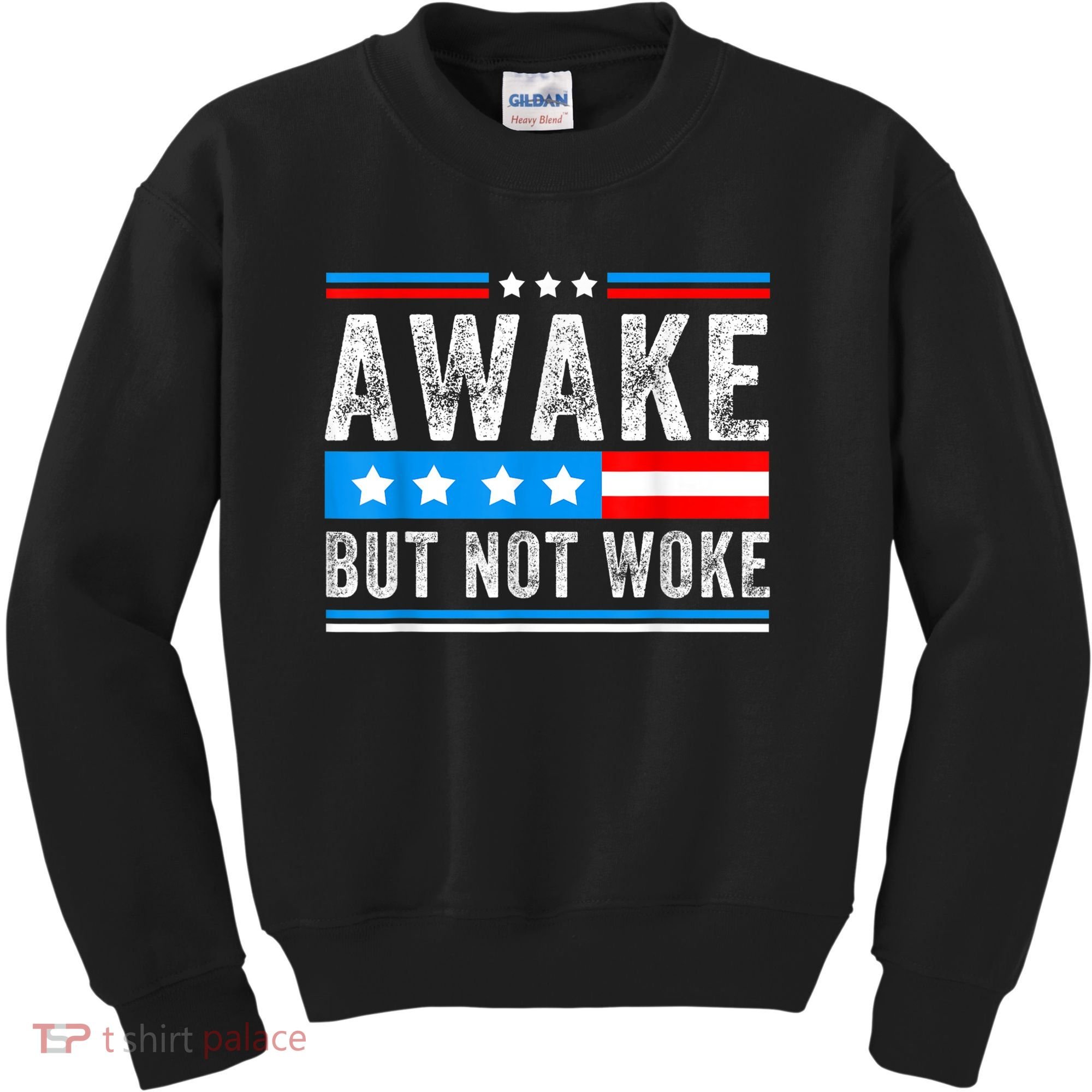 Awake But Not Woke Patriots American Flag Kids Sweatshirt