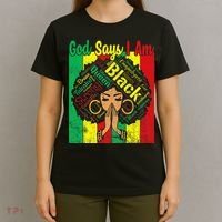 Awesome Black Natural Juneteenth God Says I Am Costume T-Shirt thumb 4