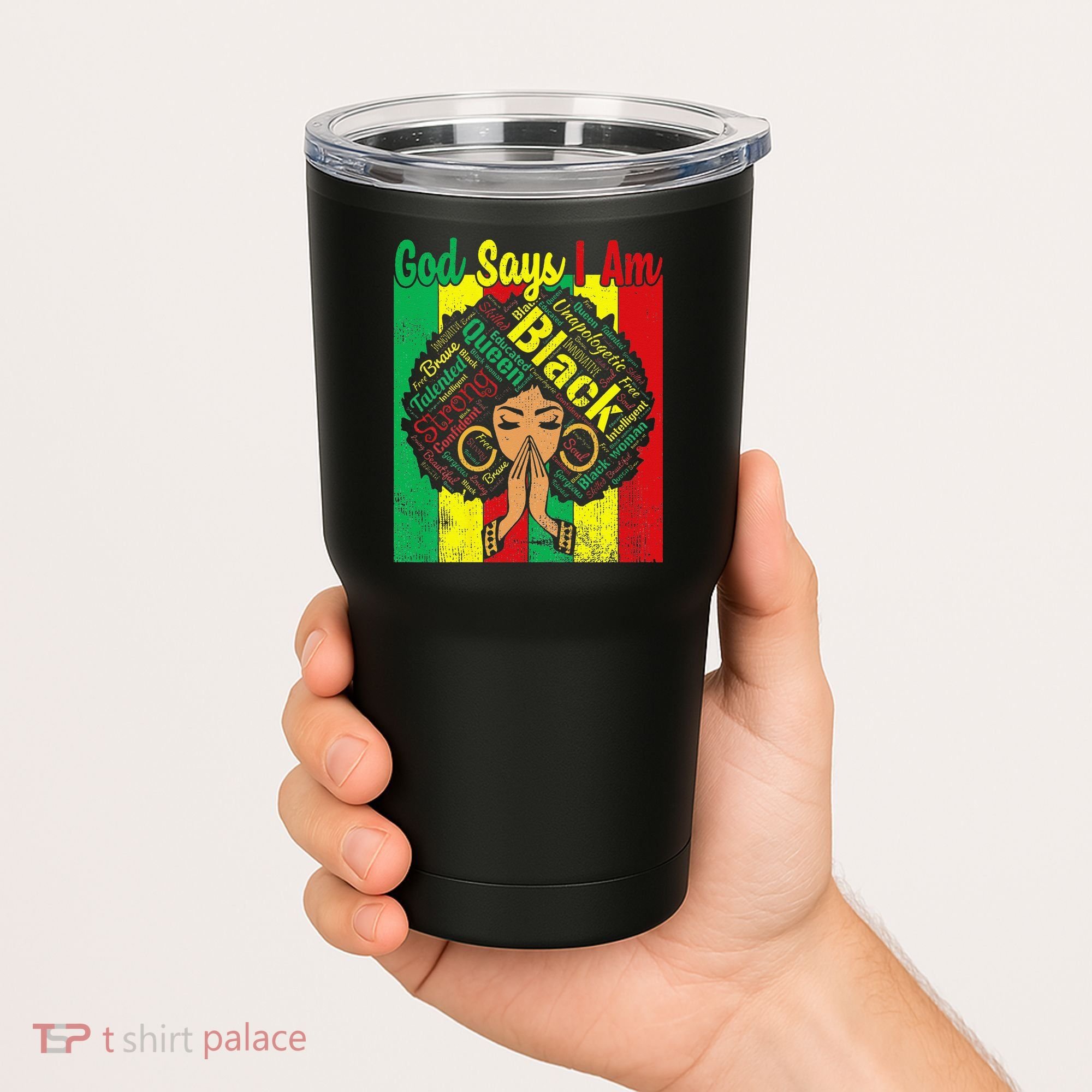 Awesome Black Natural Juneteenth God Says I Am Costume Tumbler