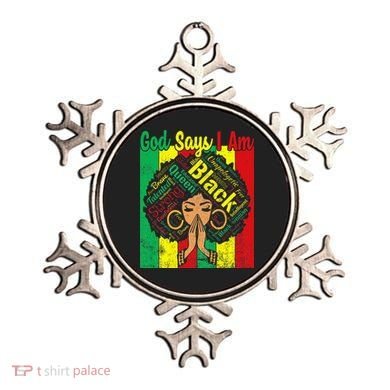 Awesome Black Natural Juneteenth God Says I Am Costume Ornament