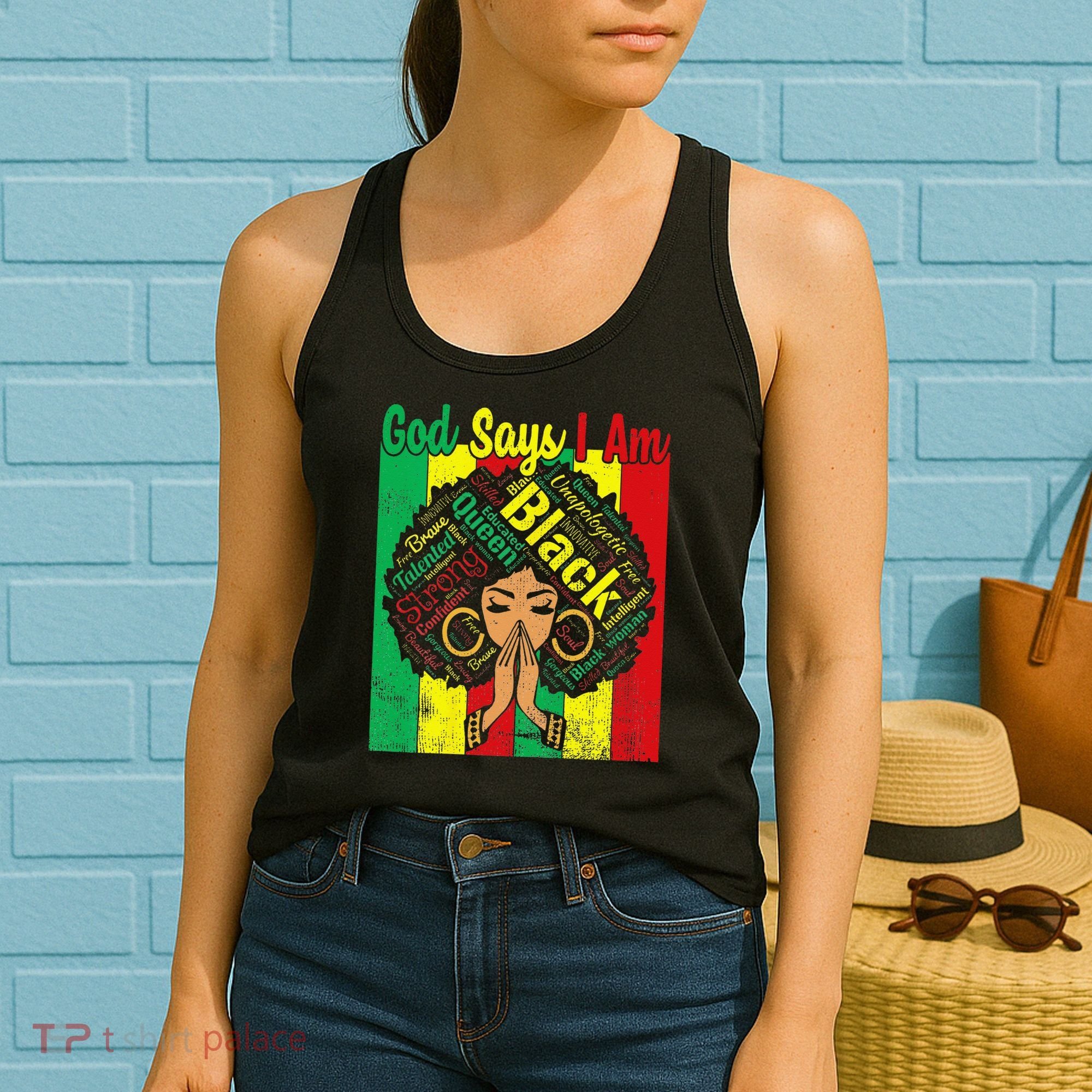 Awesome Black Natural Juneteenth God Says I Am Costume Women's Tank Top