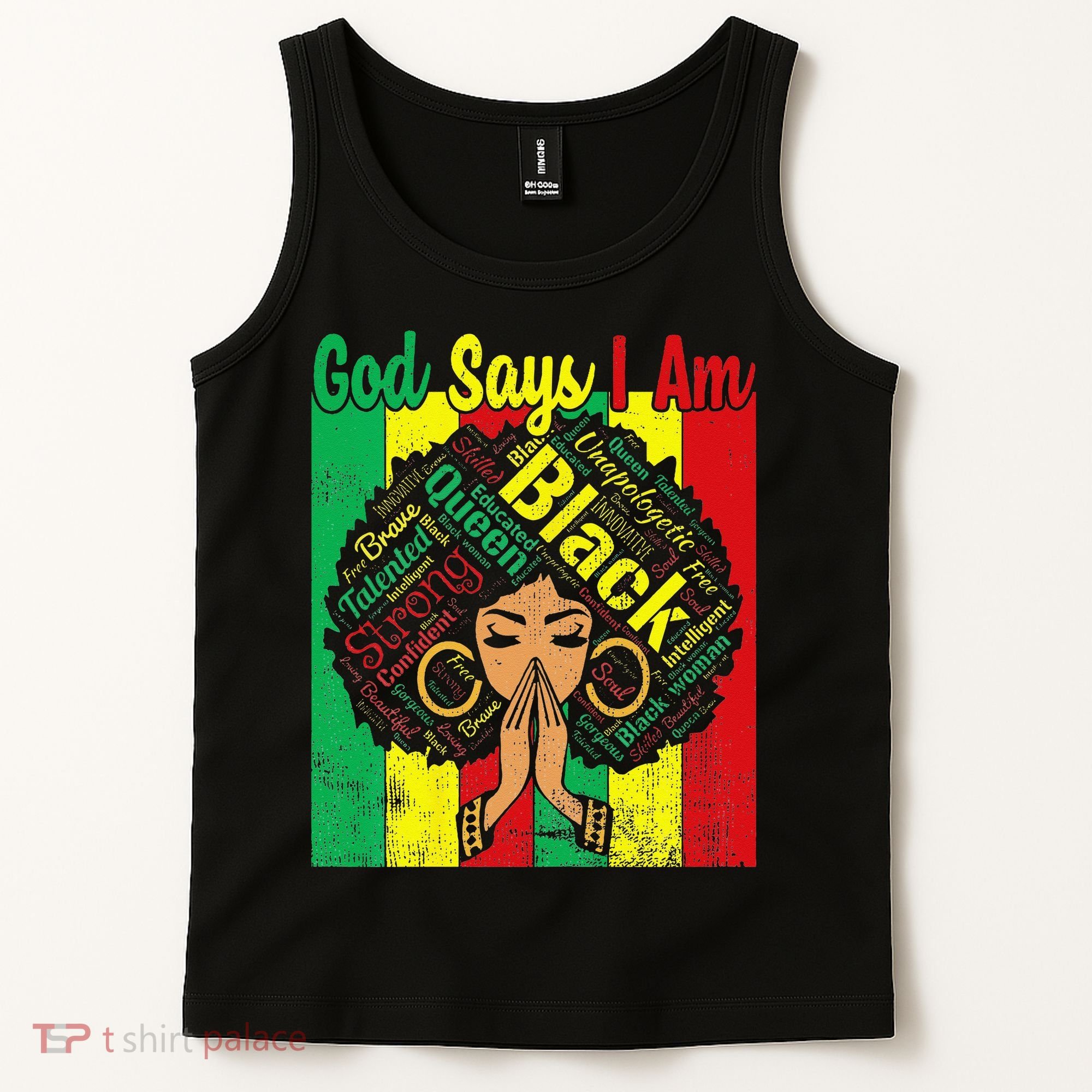 Awesome Black Natural Juneteenth God Says I Am Costume Tank Top