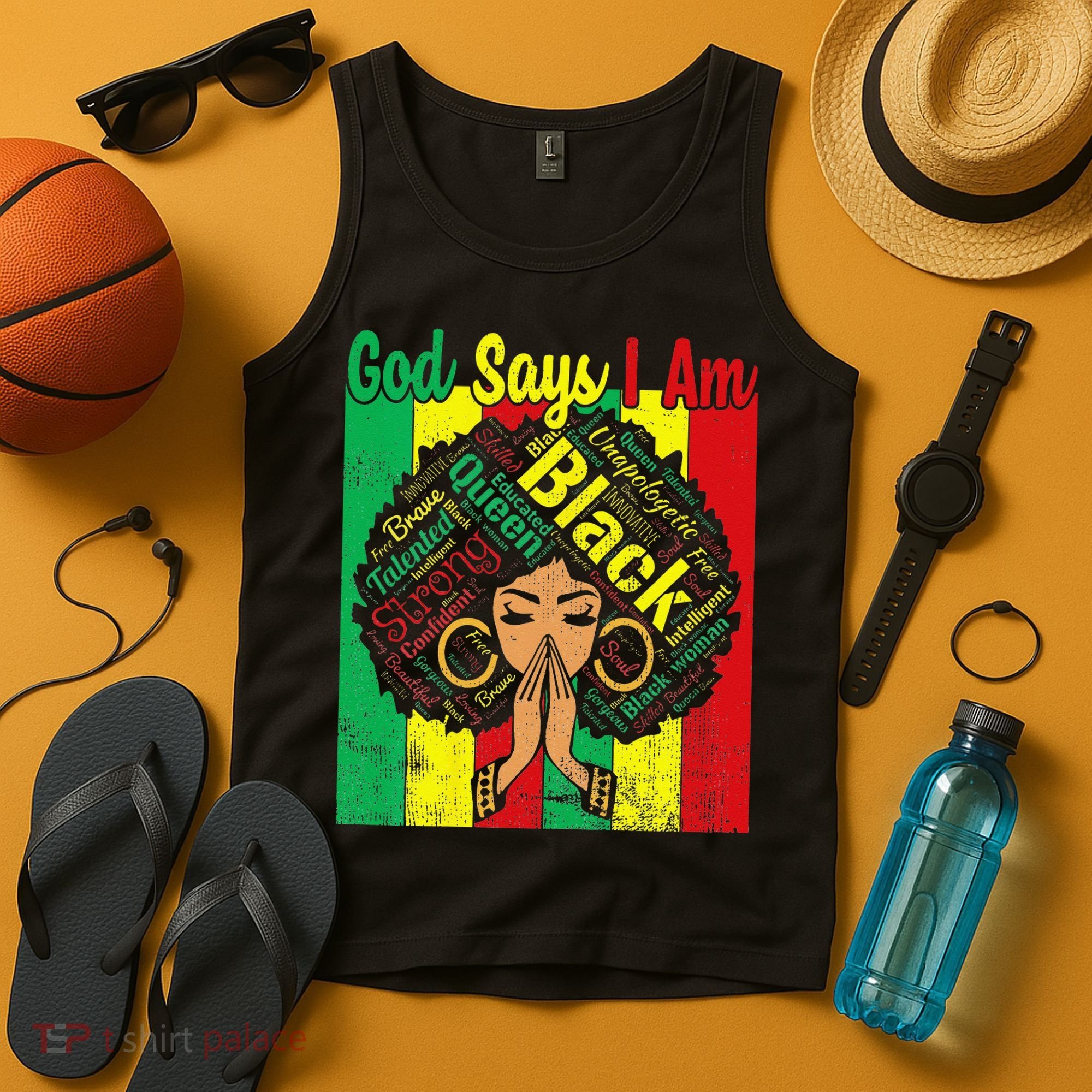 Awesome Black Natural Juneteenth God Says I Am Costume Tank Top