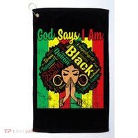 Awesome Black Natural Juneteenth God Says I Am Costume Golf Towel thumb 0