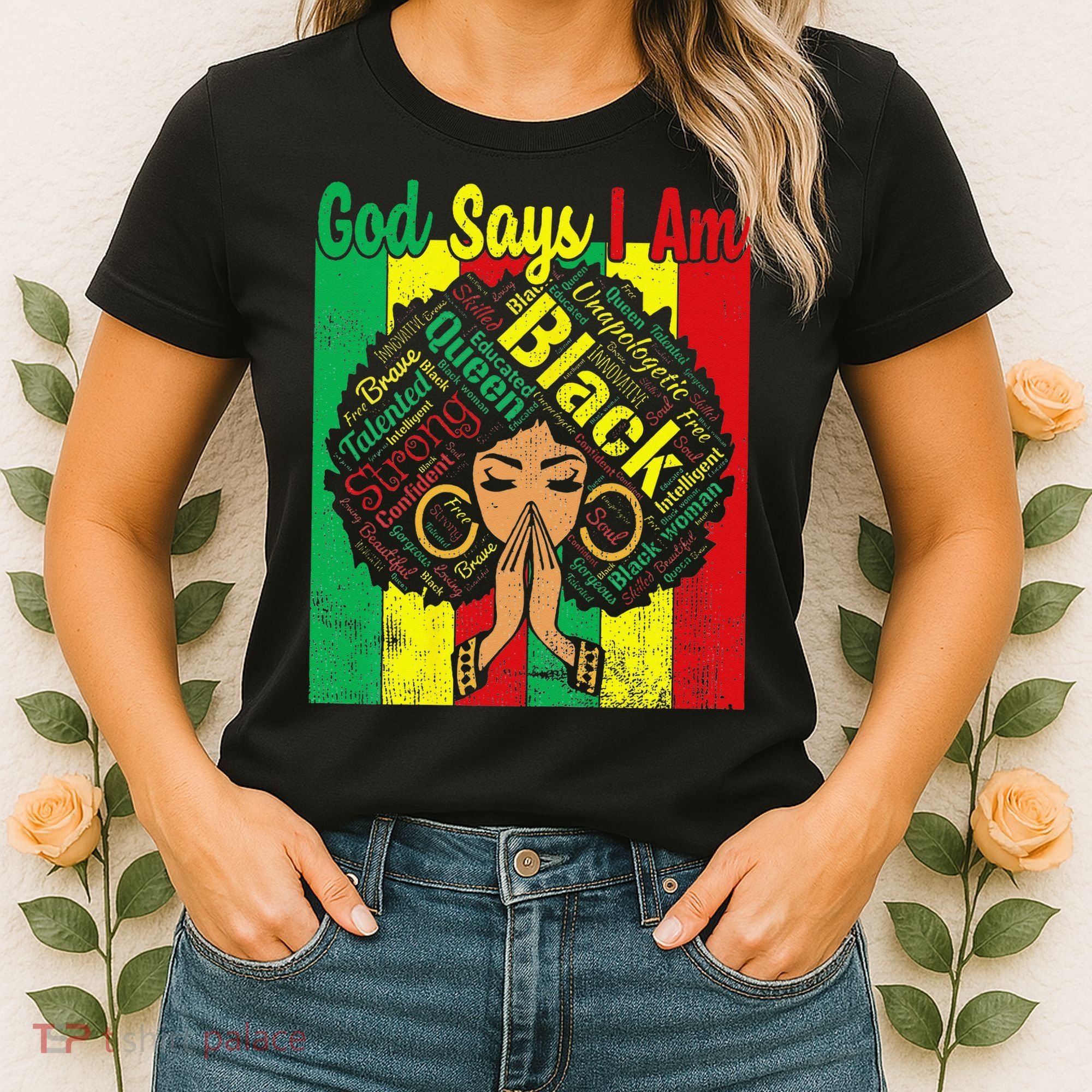 Awesome Black Natural Juneteenth God Says I Am Costume Women's T-Shirt