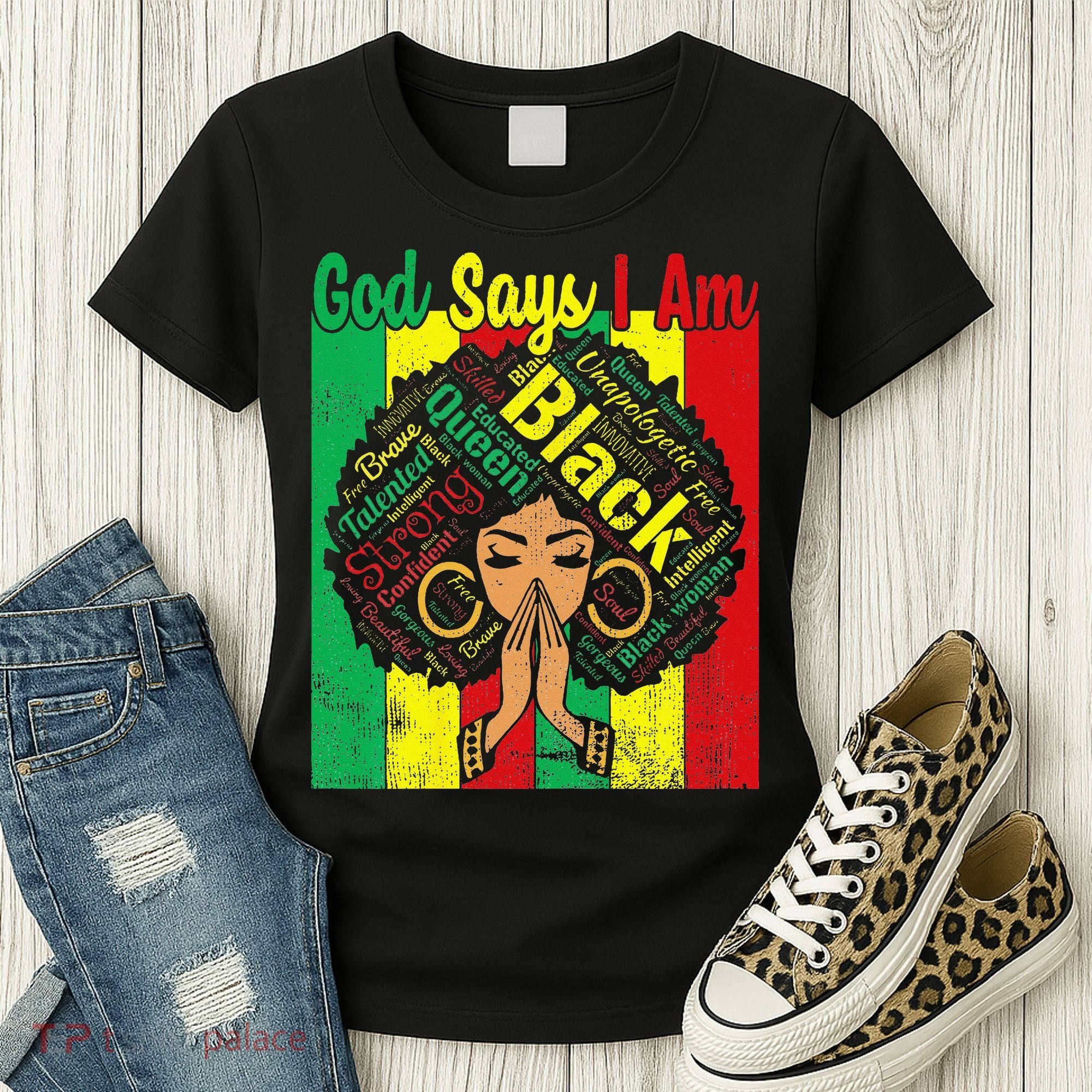 Awesome Black Natural Juneteenth God Says I Am Costume Women's T-Shirt