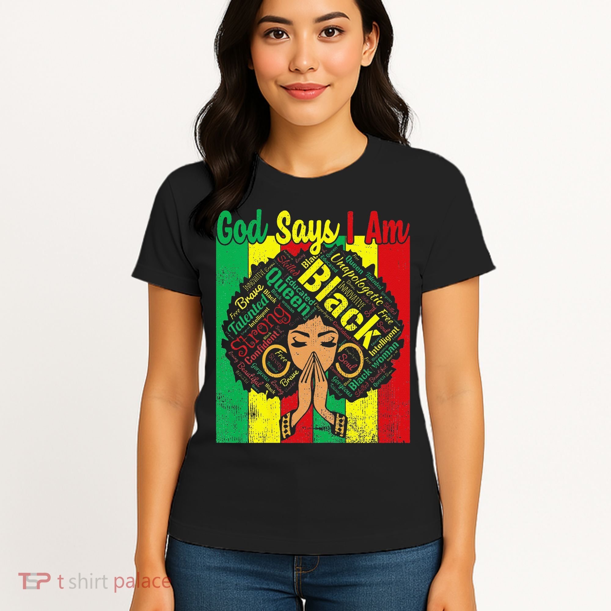 Awesome Black Natural Juneteenth God Says I Am Costume Women's T-Shirt