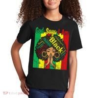 Awesome Black Natural Juneteenth God Says I Am Costume Kids T-Shirt thumb 2