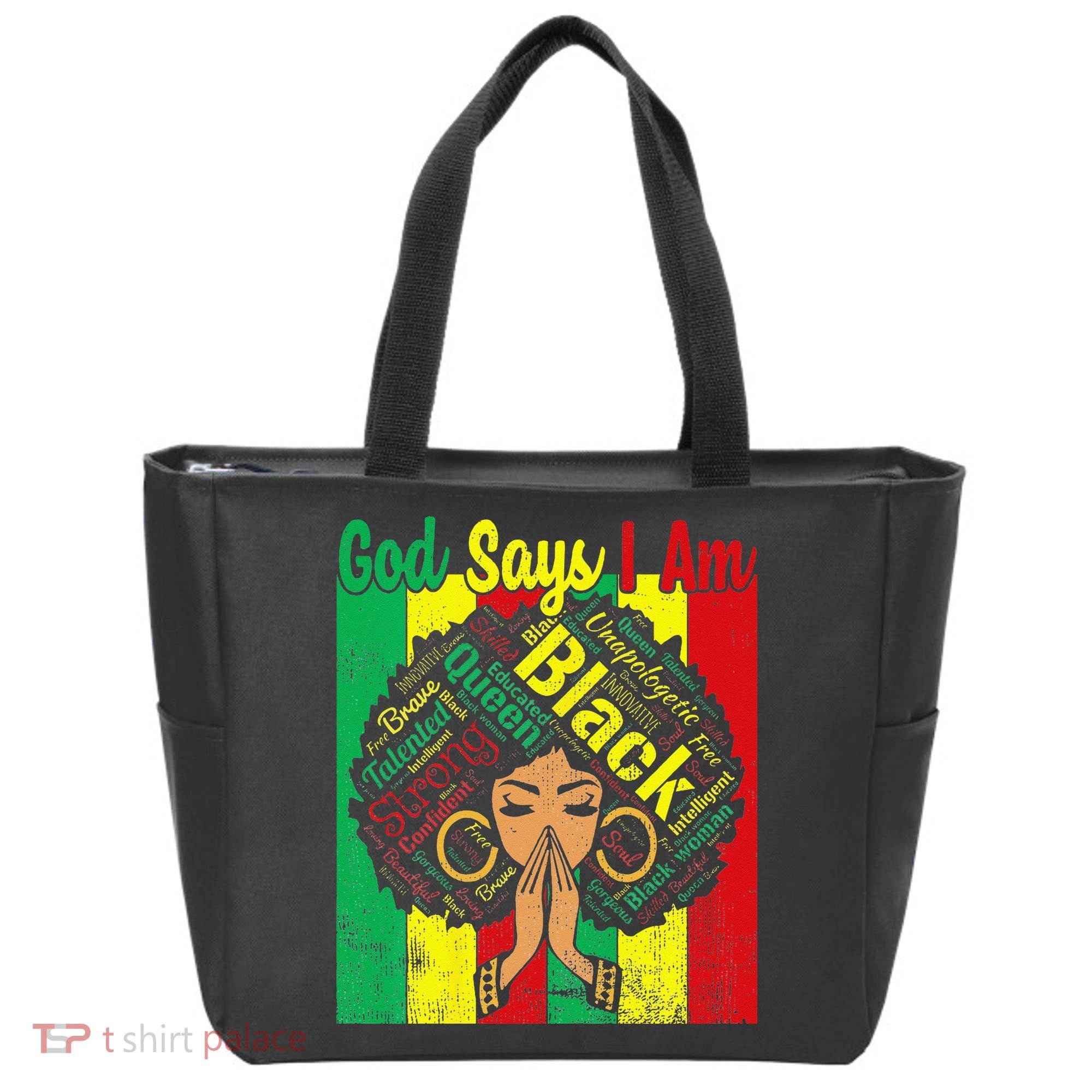 Awesome Black Natural Juneteenth God Says I Am Costume Tote Bag