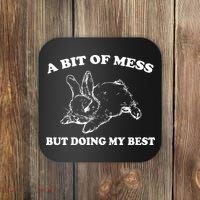 A Bit Of A Mess But Doing My Best Retro Funny Rabbit Coaster thumb 0