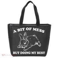A Bit Of A Mess But Doing My Best Retro Funny Rabbit Tote Bag thumb 0